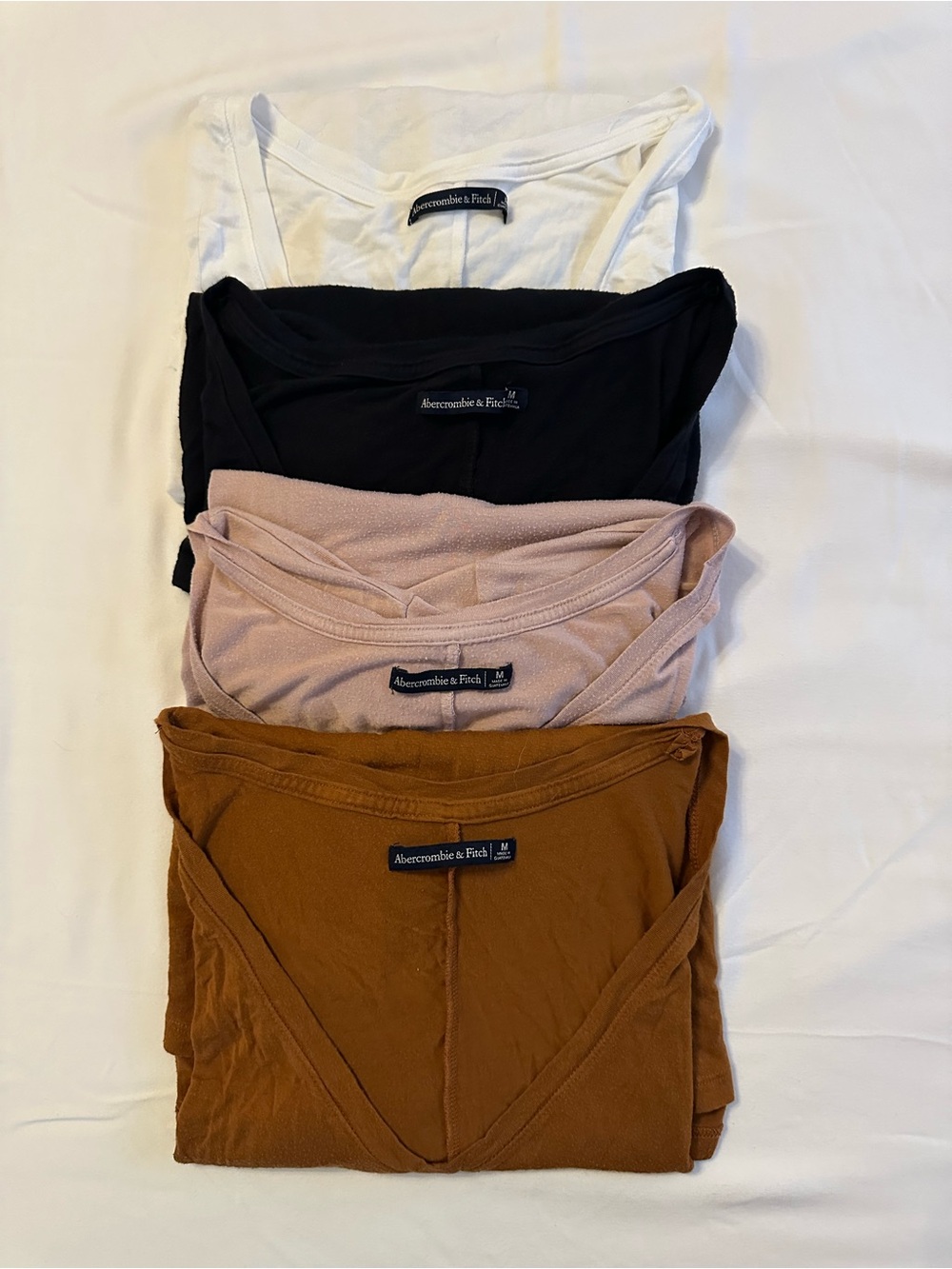Abercrombie & Fitch Scoop Neck Tank Tops - White, Black, Blush & Brunt Organge